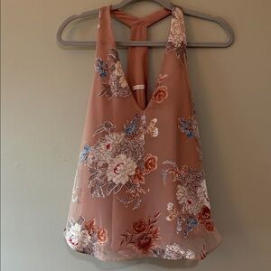 Floral Print Camisole Top Dusty Pink Size S